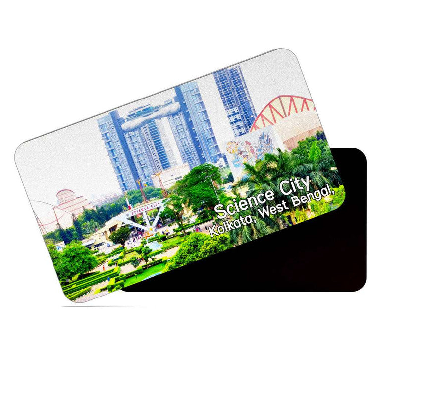 dhcrafts Rectangular Rubber Fridge Magnet / Magnetic Card Multicolor West Bengal Science City Kolkata Design Pack of 1 (8.6cm x 5.4cm)